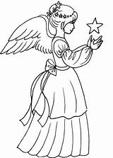 Angel Coloring Christmas Girl Star Angels Pages Drawing Printable Simple Supercoloring Angeles Print Kids Cute Adult Vintage sketch template