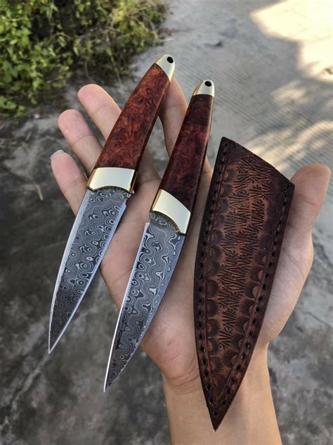 handmade damascus survival outdoor camping knife fixed blade w sheath
