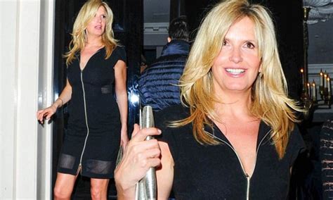 penny lancaster puts on leggy display in plunging lbd daily mail online