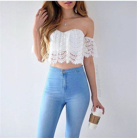 Top Jeans Off The Shoulder Summer Outfits Cute Top
