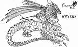 Wyvern Dragon Line Deviantart Coloring Pages Template sketch template