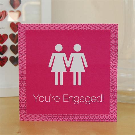 Same Sex Female You Re Engaged Card By Pink And Turquoise
