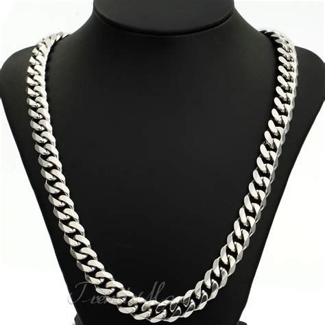 mm mens chain stainless steel silver tone curb link necklace