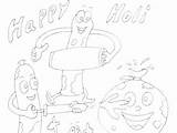 Holi Pages Coloring Happy Drawing Colouring sketch template