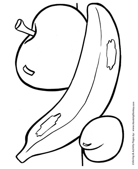 easy shapes coloring pages  printable apple bannana peach