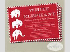White Elephant Invitation Candycane Stripes, Gift Exchange, Holiday