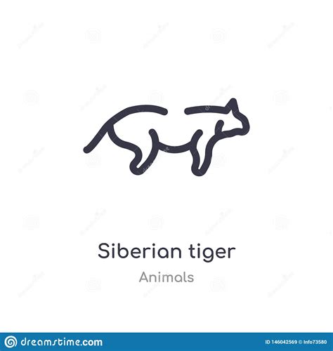 siberian tiger outline icon isolated  vector illustration