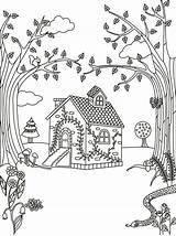 Coloring Cottage Pages Colouring Woods Adults Book Adult Toddler Books House Drawing sketch template