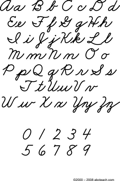 cursive letters chart template   speedy template