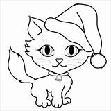 Cat Kitten Coloring Christmas Hat Santa Cute Pages Clipart Wearing Clip Drawing Bell Little Colour Baby Claus Collar Cats Color sketch template