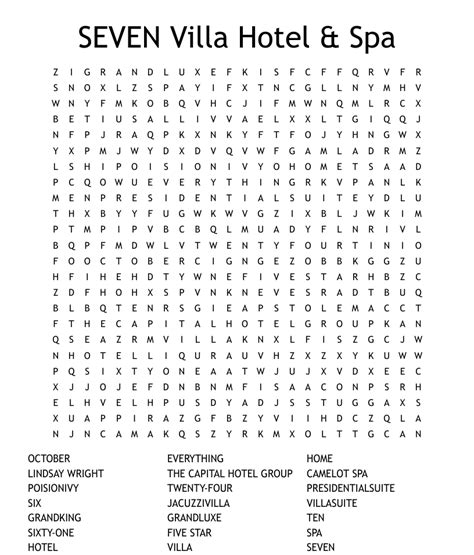 villa hotel spa word search wordmint