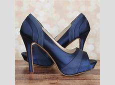 Custom Wedding Shoes Navy Blue Platform Peep Toe Wedding Shoes with