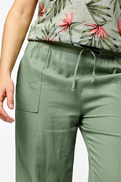 dames broek linnen lichtgroen hema