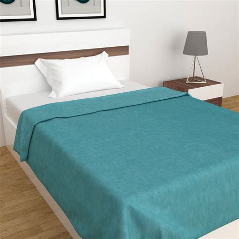 florence solid single bed blanket    cm blue polyester