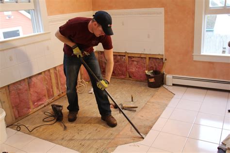 remove  tile floor  underlayment  concord carpenter