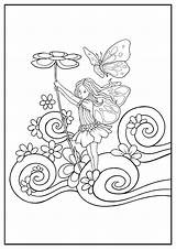 Fairy Coloring Little Flowers Butterfly Pages Adults sketch template