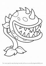 Vs Plants Zombies Chomper Draw Step Drawing Plant Drawingtutorials101 sketch template