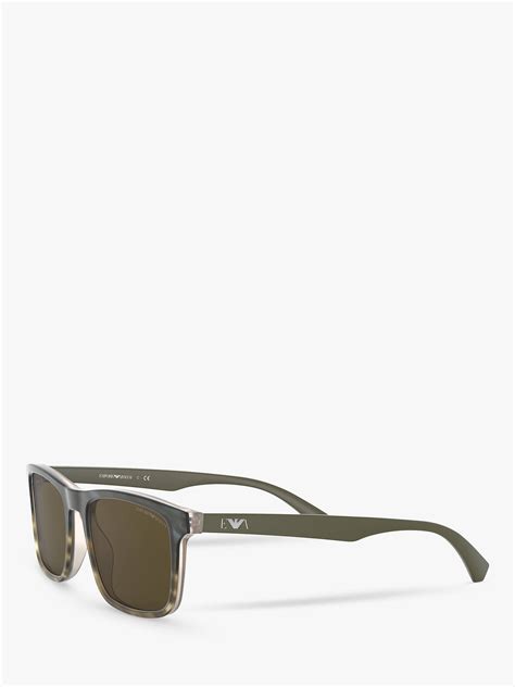 emporio armani ea4137 men s rectangular sunglasses matte khaki brown