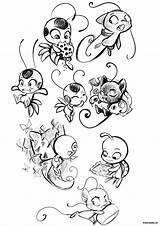 Kwami Miraculous Duusu Tikki Ladybug Colorear Superhelden Nooro Héros Nooroo sketch template