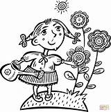 Coloring Pages Girl Flowers Watering Girls Flower Little Printable Her Spring Children Clipart Clip Cute Library Print Picking Hair Better sketch template