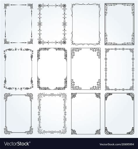 Decorative Rectangle Frames And Borders Set 4 Vector Image On