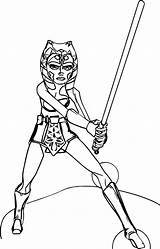 Ahsoka Tano Coloring Pages Pose Fighting Color Printable Getcolorings Getdrawings Wecoloringpage Kids sketch template