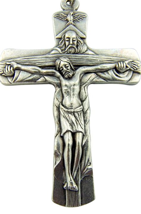 silver tone father son holy spirit dove trinity cross crucifix