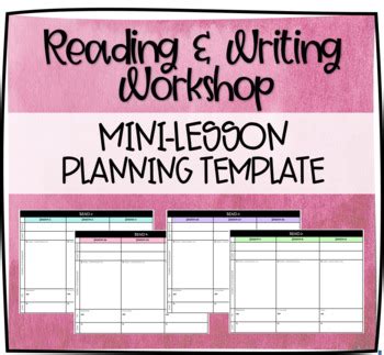 workshop  day mini lesson plan template lucy calkins  engage