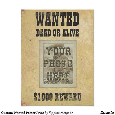 custom wanted poster print zazzlecom   poster prints custom