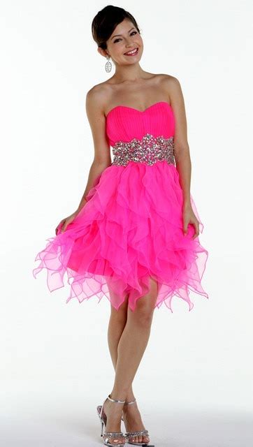 Teens Homecoming Dress Sweetheart Hot Pink Organza Ruffled Puffy Short
