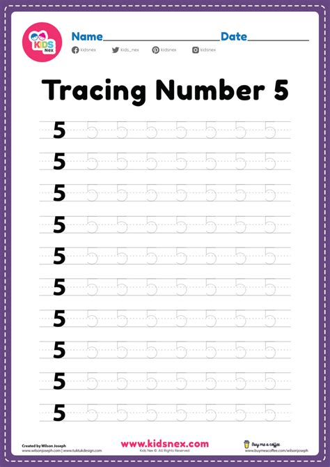 tracing number  worksheet kindergarten  printable