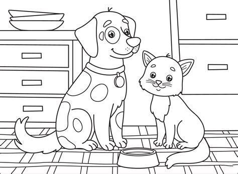 dog  cat coloring pages  printable coloring pages