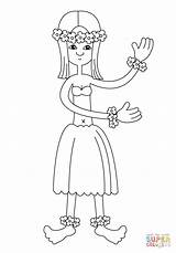 Coloring Hula Girl Pages Printable sketch template