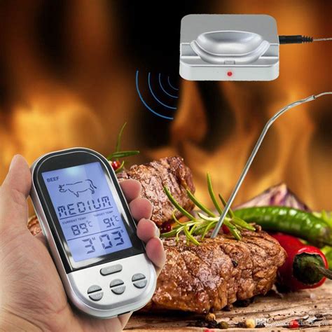 wireless remote digital food meat oven thermometer  probetemperature alarm  bbq
