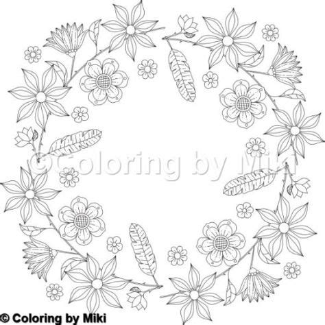 flower wreath coloring page  coloring pages adult coloring pages