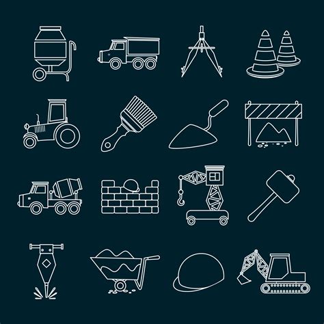 construction icons set outline  vector art  vecteezy