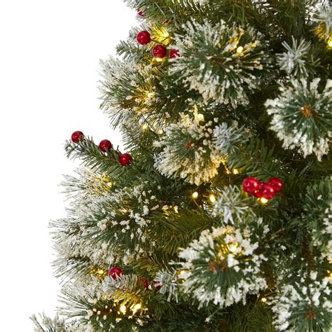 frosted swiss pine artificial christmas tree   clear led