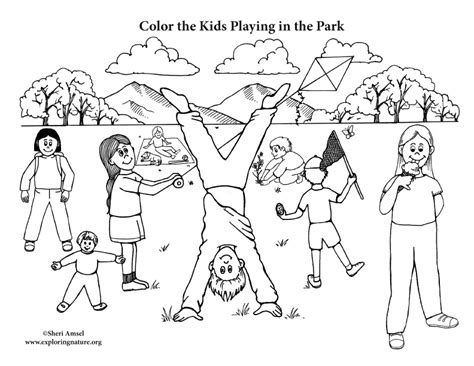 kids playing   park coloring page