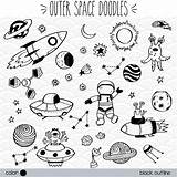 Outer Clip Astronaut Planets sketch template