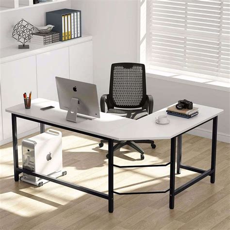 tribesigns modern  shaped desk corner computer desk pc laptop study table workstation home