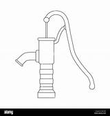 Pump Water Outline Drawing Alamy Stock Isolated Background Well sketch template