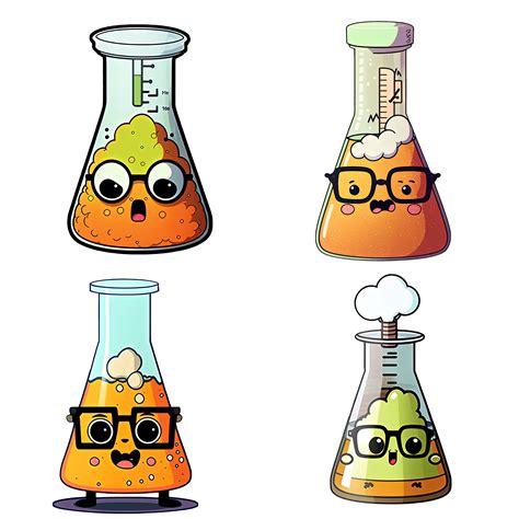 funny cute science beakers clipart  clear background png