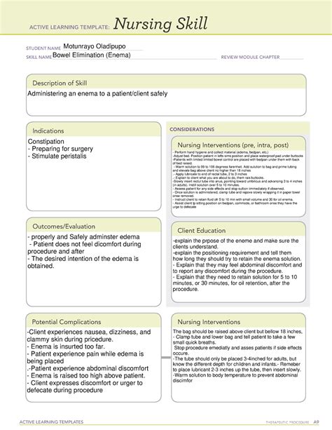 bowel elimination  adult active learning templates therapeutic