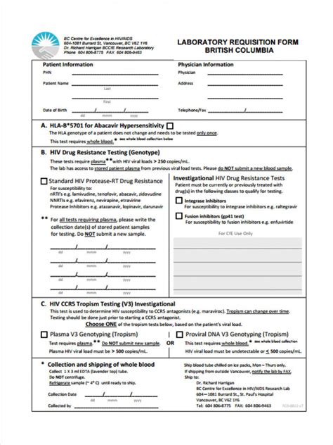 laboratory requisition form template