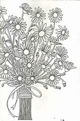 Coloring Daisy Pages Bouquet Colouring Flowers Color Sheets Flower Drawing Printable Books Floral sketch template