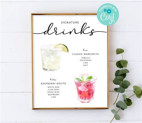 signature drink sign template