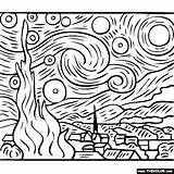 Gogh Starry Noche Estrellada Colorear Cuadros Estrelada Famosos Arte Sternennacht Quadros Desenho Thecolor Colouring Famosi Quadri Lienzo Desenhar Malvorlagen Mano sketch template