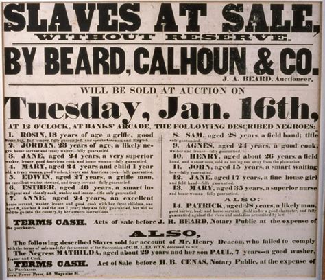 Poster Advertising A Slave Auction Slavery And Remembrance