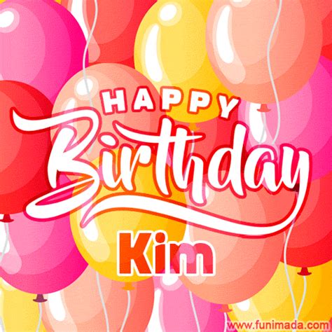 happy birthday kim colorful animated floating balloons birthday card   funimadacom