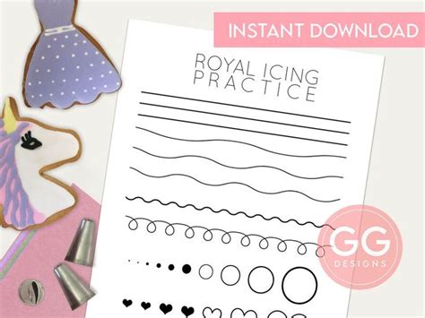 royal icing practice sheet digital  printable etsy